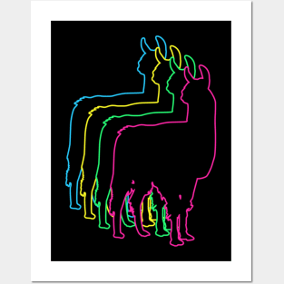 Llama 80s Neon Posters and Art
